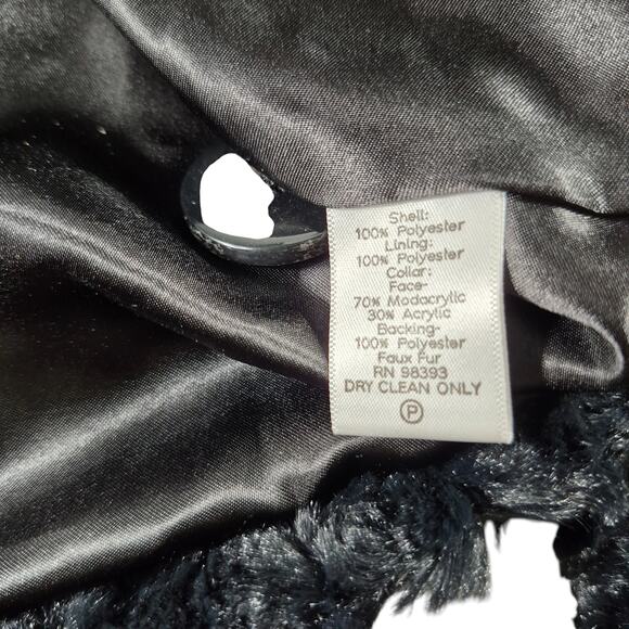 Dennis Basso Black Faux Fur Cape Look Jacket Coat Lined M - Picture 4 of 5